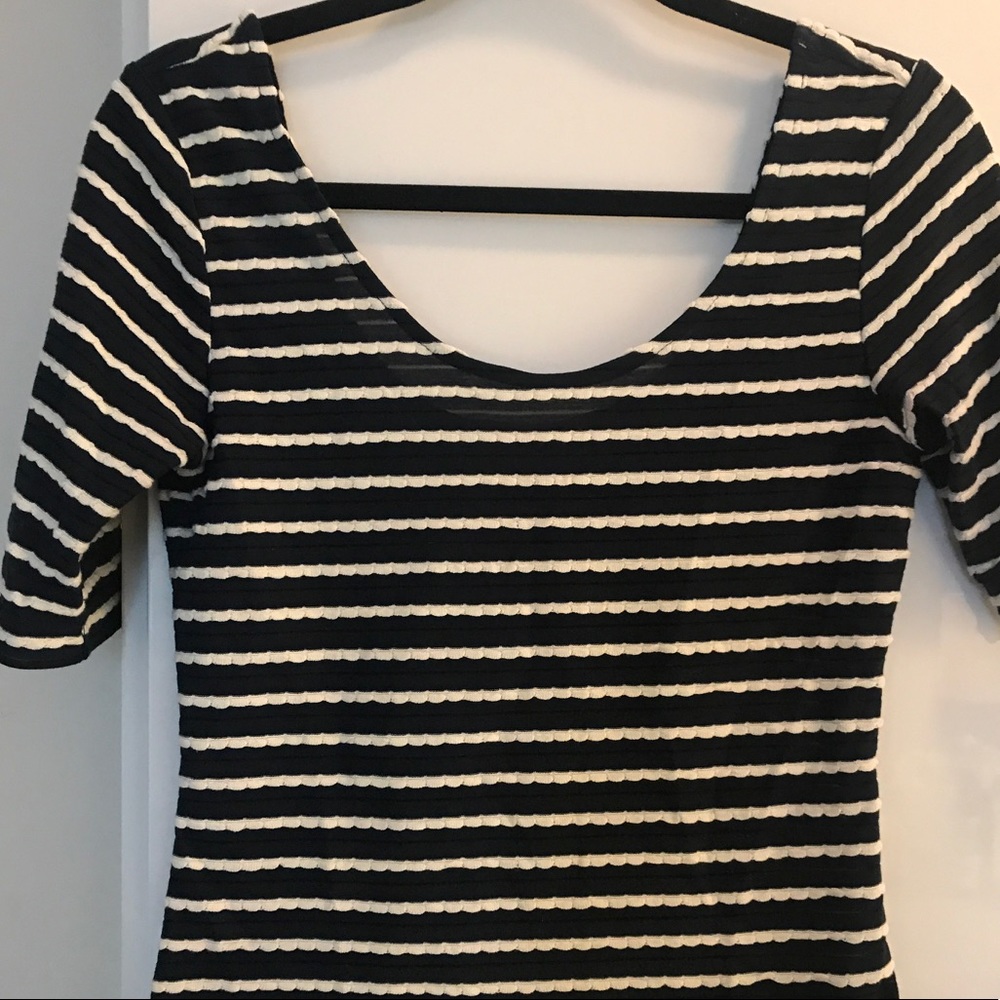 Scoop Neck and Back Striped Top